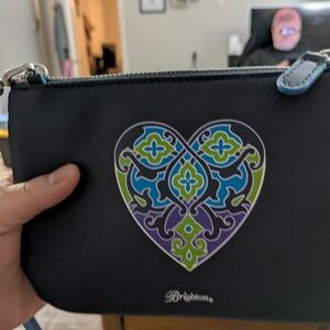 Brighton Navy Blue Crossbody Purse with Colorful Heart Design